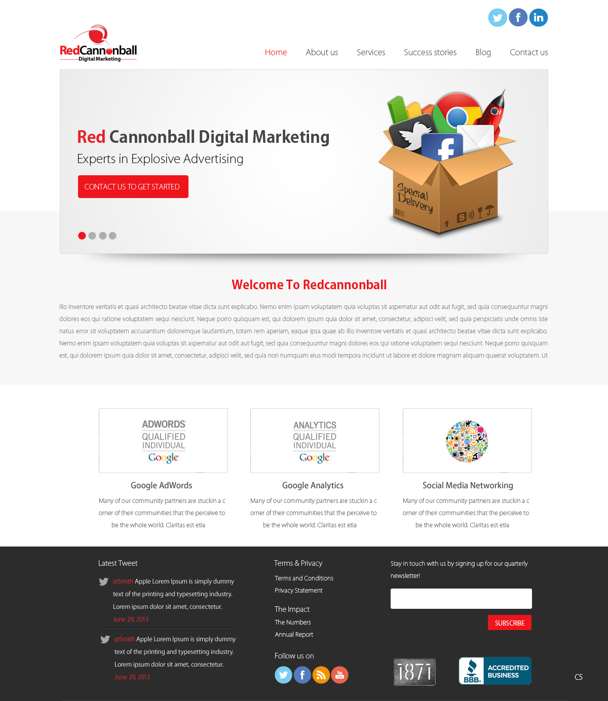Diseño Wordpress por pb para Red Cannonball | Diseño #2711130