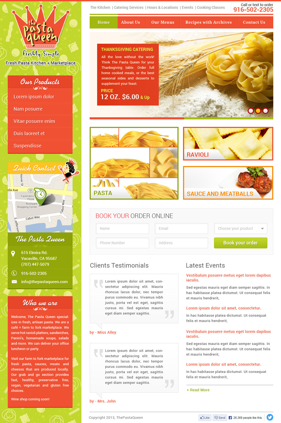 Diseño Web por Hashim Creetto para The Pasta Queen | Diseño #2699662