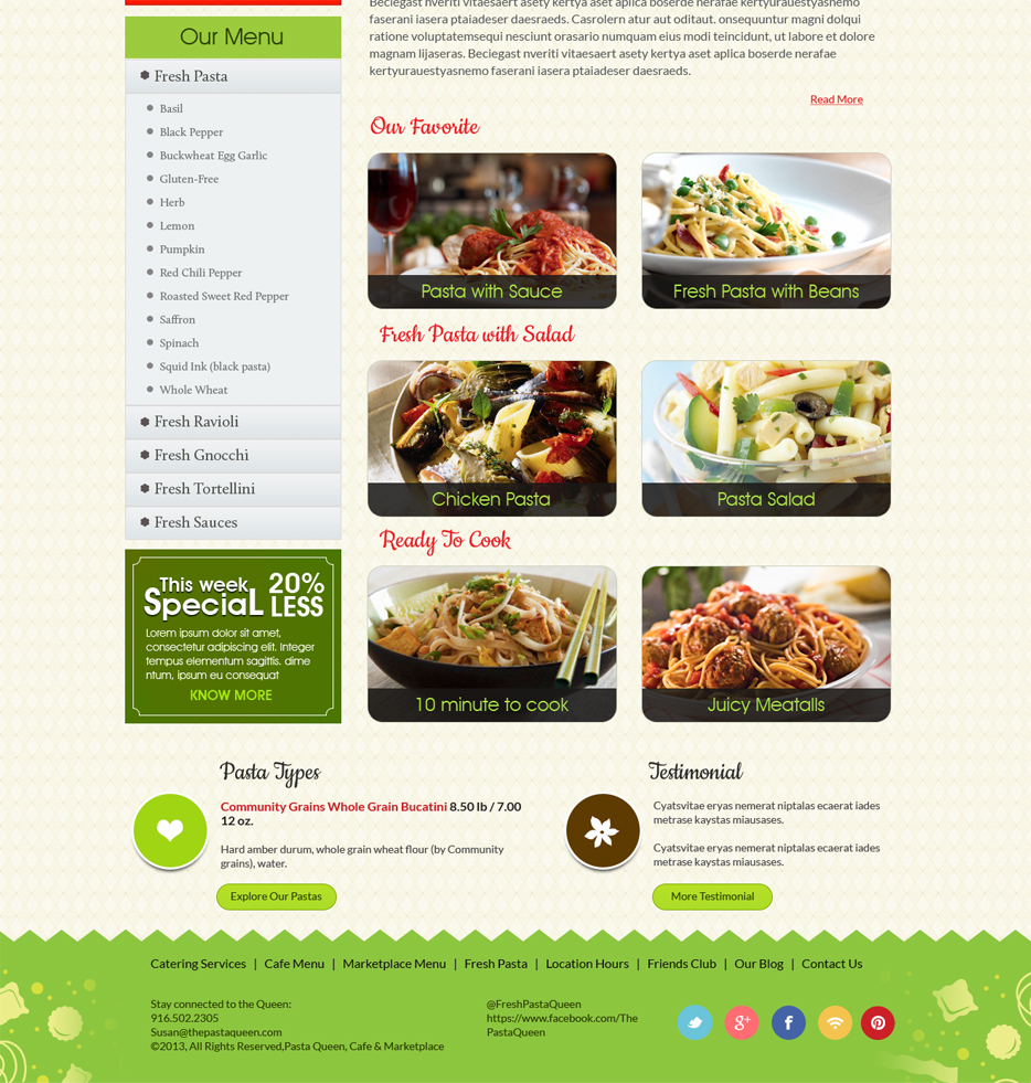 Diseño Web por Expert Designer para The Pasta Queen | Diseño #2686230