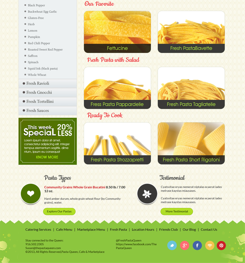 Diseño Web por Expert Designer para The Pasta Queen | Diseño #2693099
