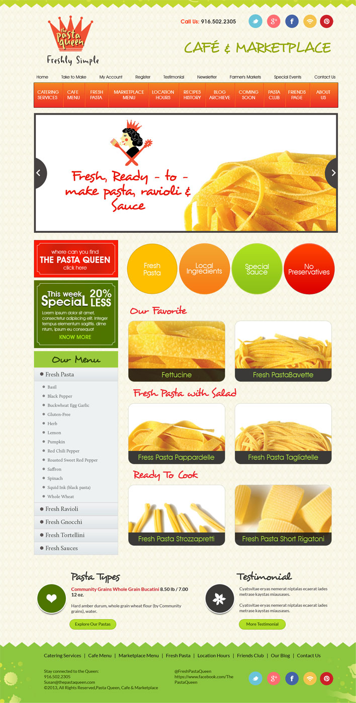 Web Design par Expert Designer pour The Pasta Queen | Design #2717968