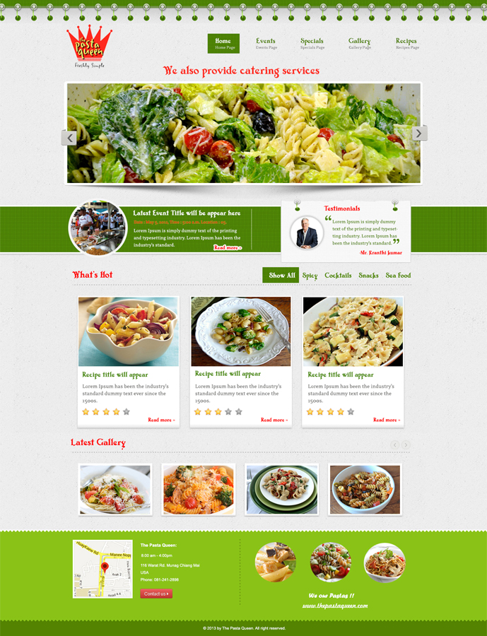 Web Design by Jessi Siriit for The Pasta Queen | Design #2671508