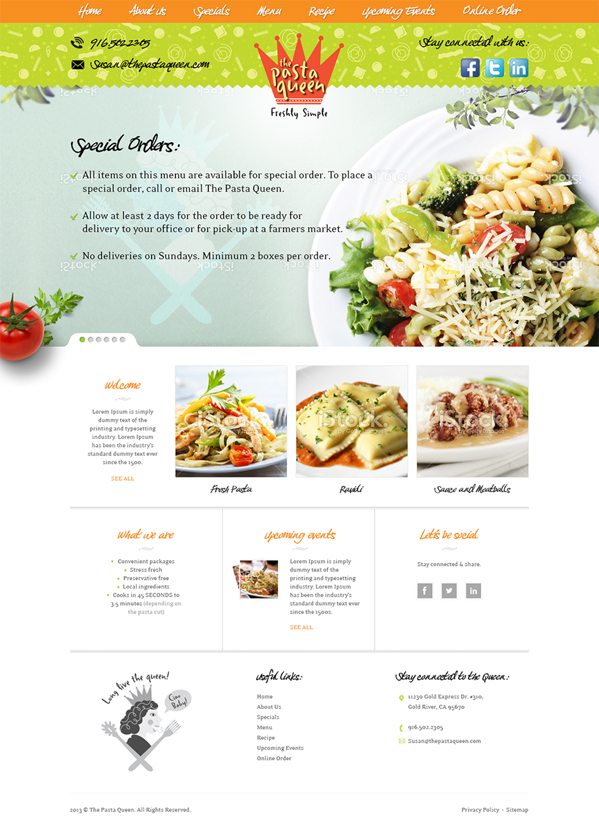 Web Design par Mayank Patel pour The Pasta Queen | Design #2680719