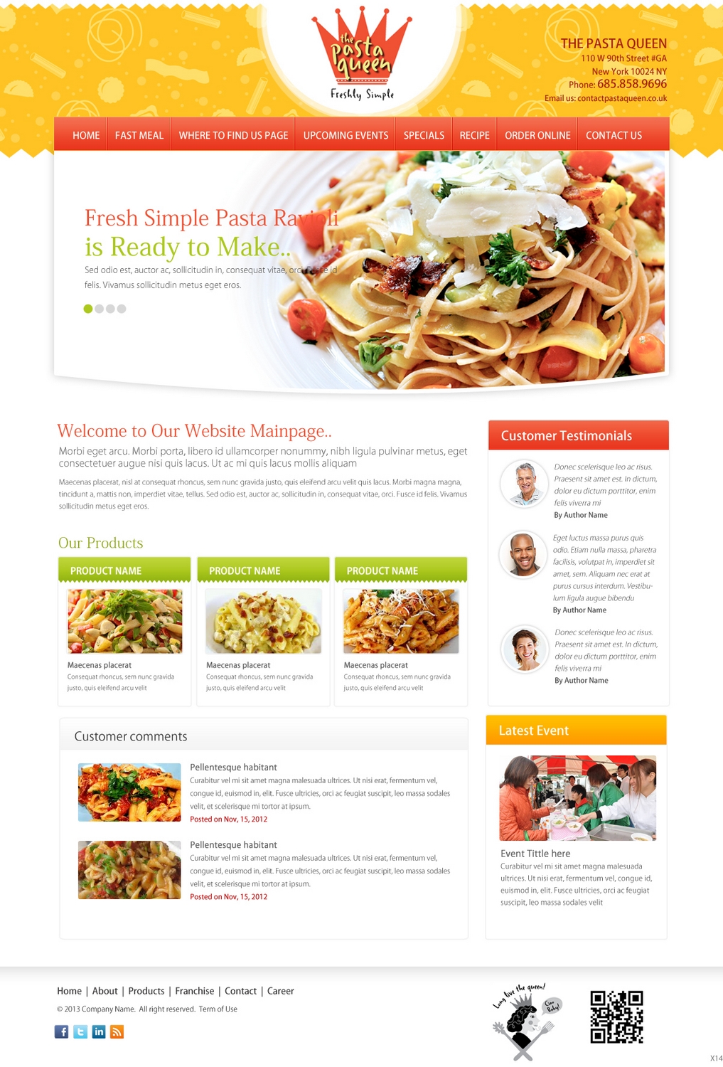 Diseño Web por pb para The Pasta Queen | Diseño #2665841