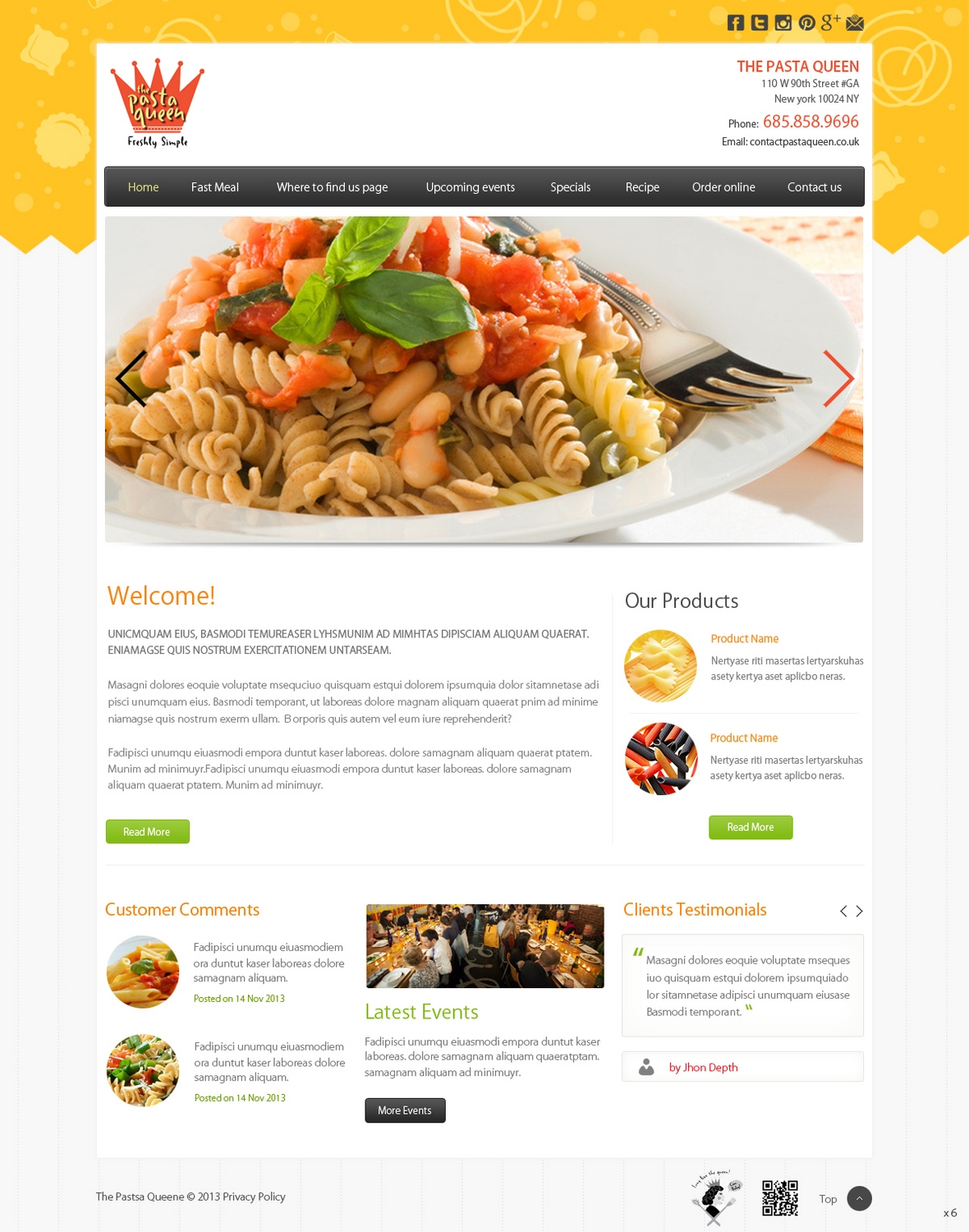 Web-Design von pb für The Pasta Queen | Design #2669463