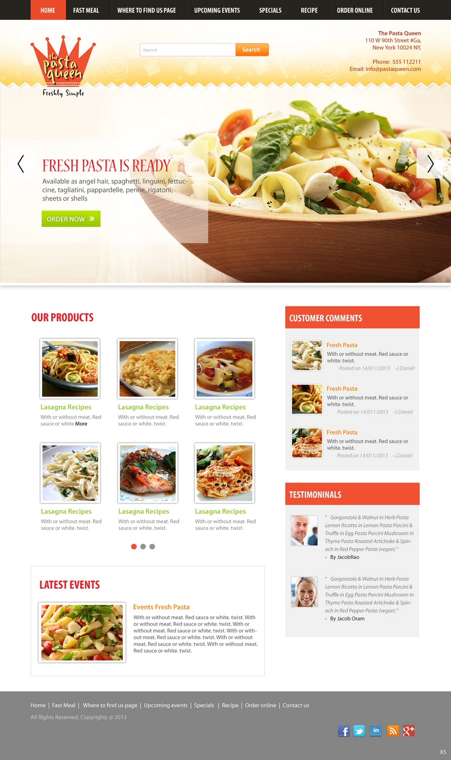 Diseño Web por pb para The Pasta Queen | Diseño #2673771