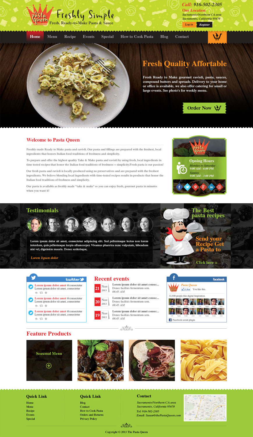 Diseño Web por Creative Usha para The Pasta Queen | Diseño #2700393