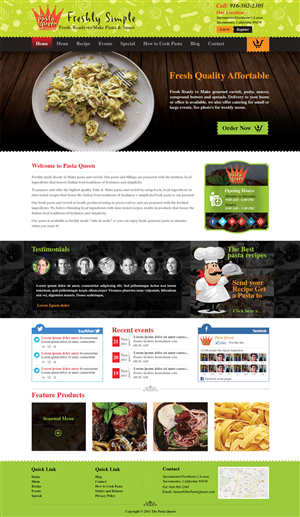 Diseño Web por Creative Usha para The Pasta Queen | Diseño: #2700393