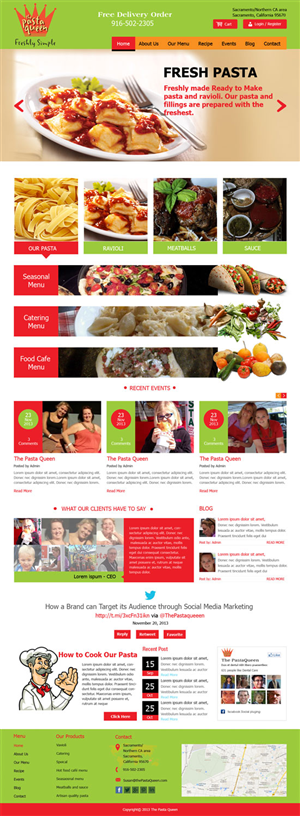 Web Design par Creative Usha pour The Pasta Queen | Design #2700420
