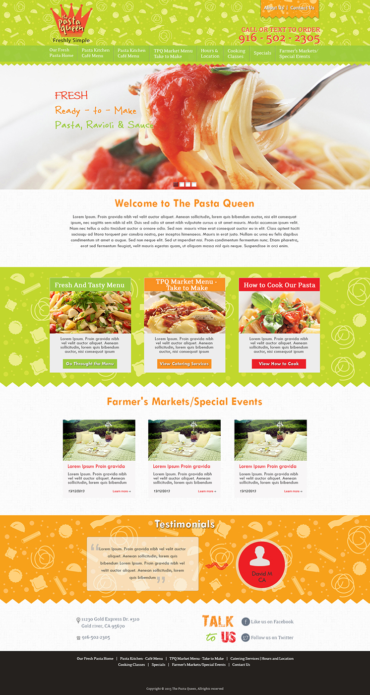 Web Design by Tanvir for The Pasta Queen | Design #2696501
