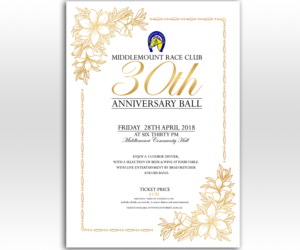Middlemount Race Club 30th Anniversary Ball | Poster Design by Luniere Designs