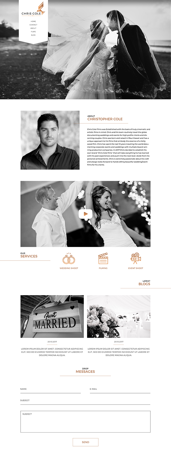 Web Design by Lauren for christopher cole films | Design #16643690