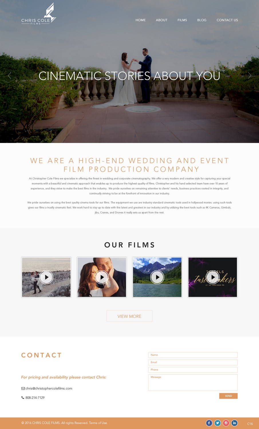 Web Design by pb for christopher cole films | Design #16584467