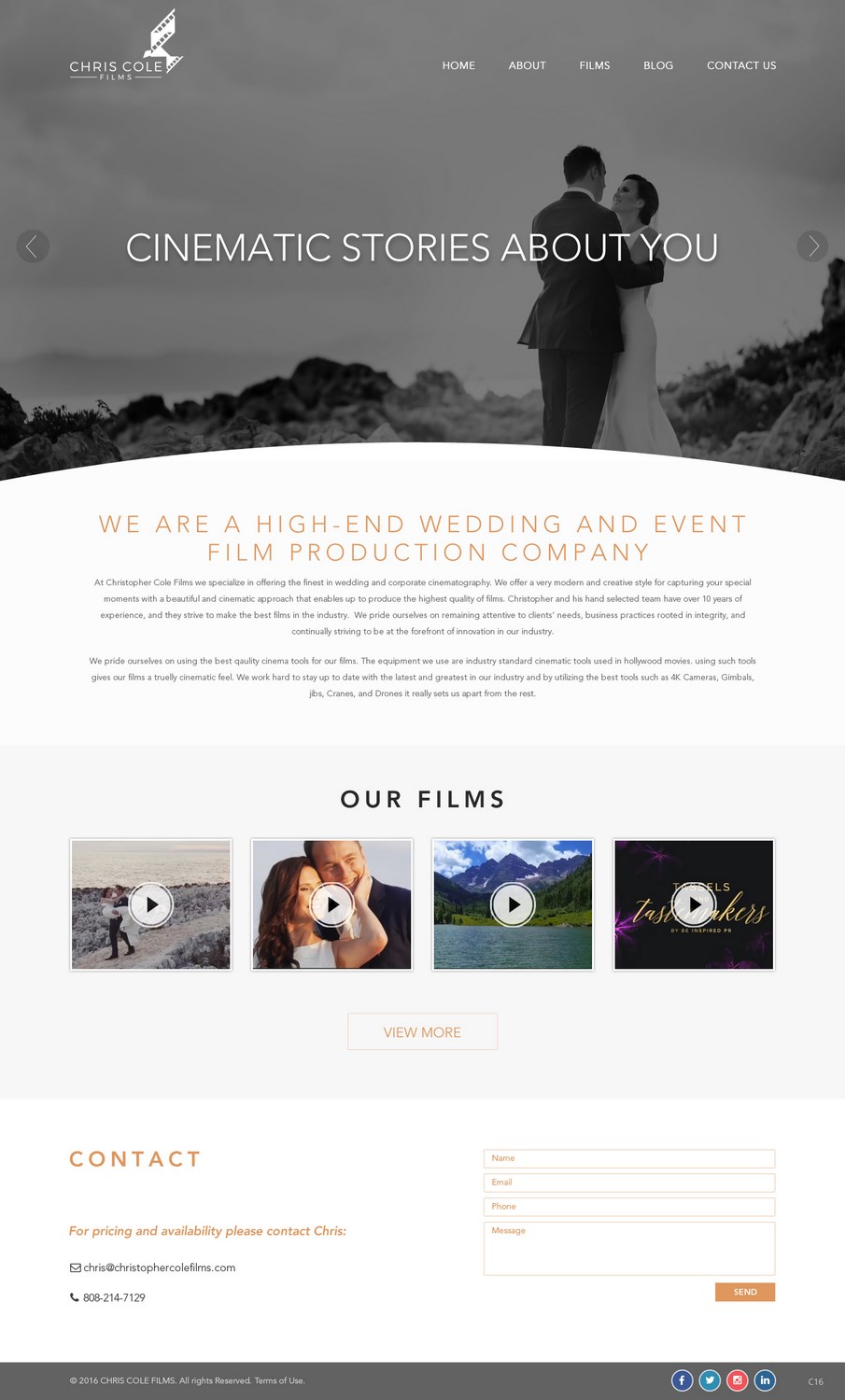 Web Design by pb for christopher cole films | Design #16584468