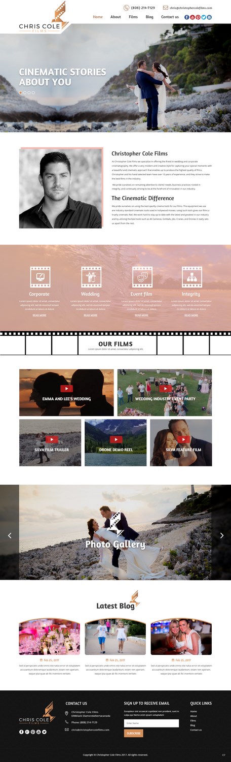 Web Design by pb for christopher cole films | Design #16584486