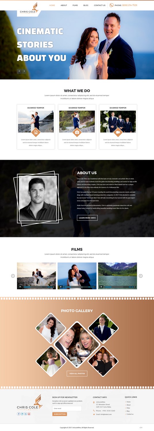 Web Design by pb for christopher cole films | Design #16584489