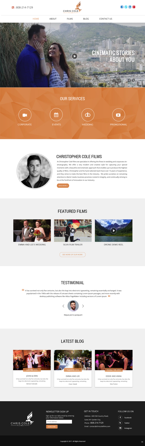 Web Design by pb for christopher cole films | Design #16935510