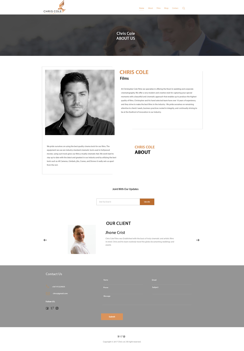 Web Design by shonitha for christopher cole films | Design #16749916