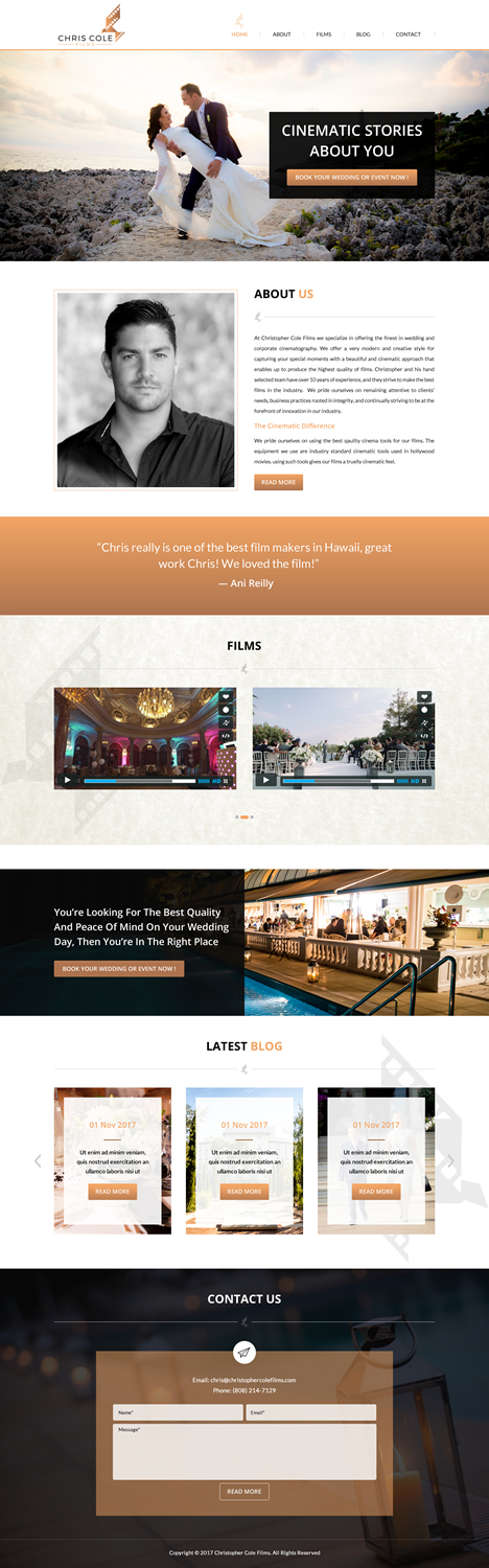 Web Design by KV_16 for christopher cole films | Design #16635234