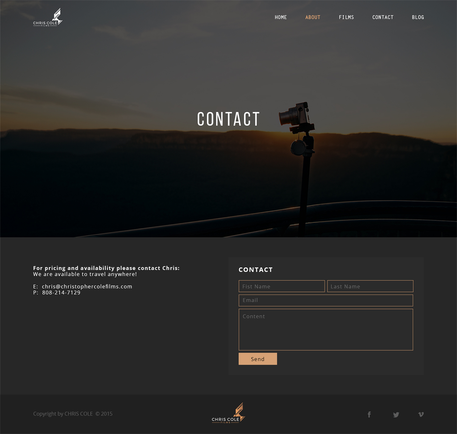 Web Design by trungkien20 for christopher cole films | Design #16742804
