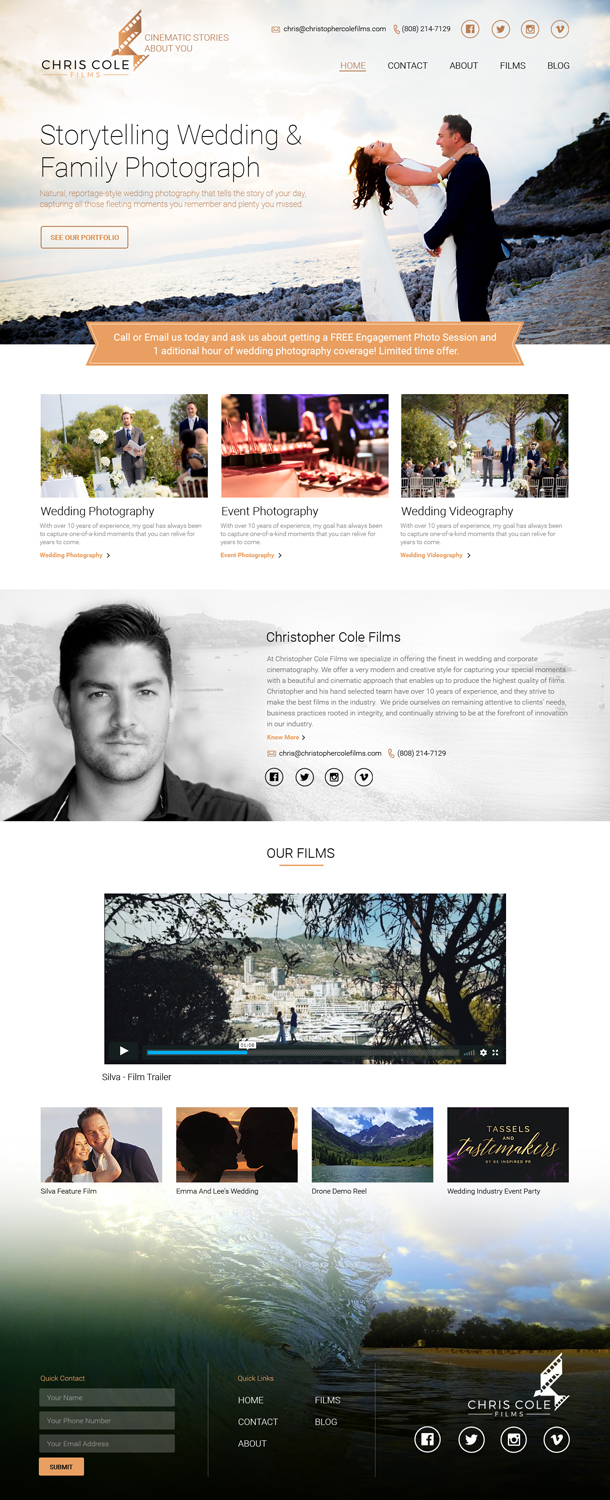 Web Design by Tpith for christopher cole films | Design #16707789