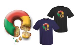 Chrome Donuts! T-shirt design featuring a playful donut with Google Chrome logo style | T-shirt Design by davem