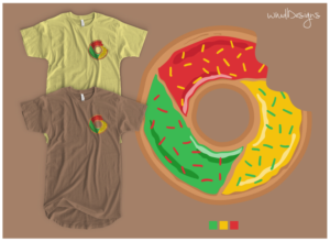 Chrome Donuts! T-shirt design featuring a playful donut with Google Chrome logo style | T-shirt Design by mngkw