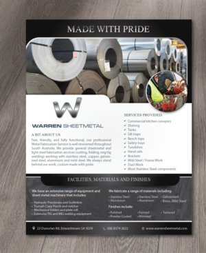 Introducting Warren Sheetmetal  MADE WITH PRIDE | Flyer Design by alex989