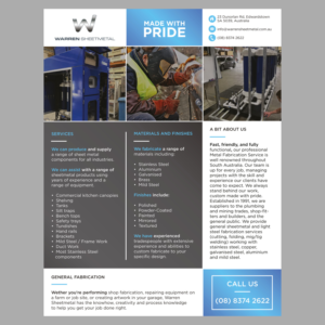 Introducting Warren Sheetmetal  MADE WITH PRIDE | Flyer Design by pinterferenc86