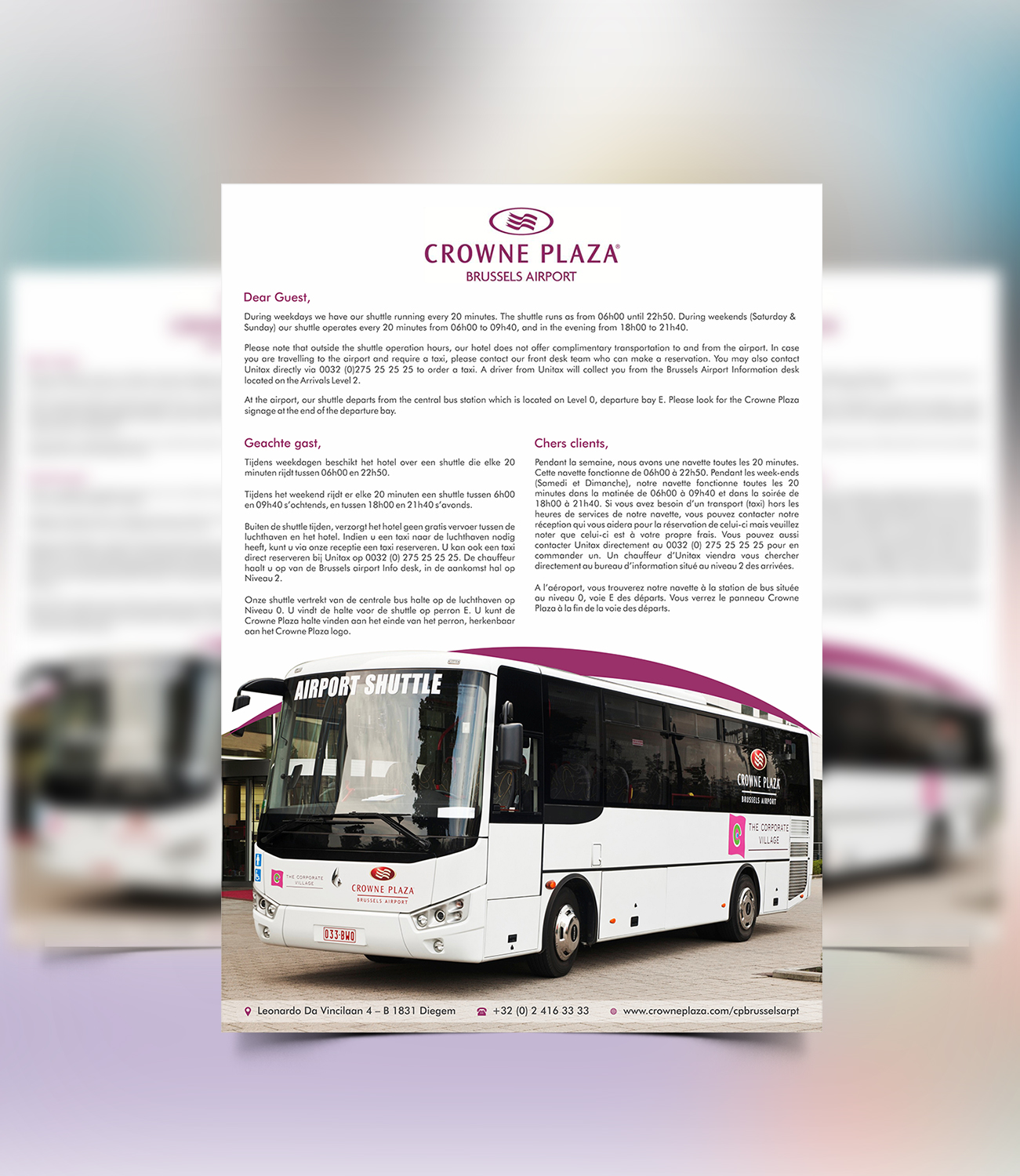Diseño de Flyer por ecorokerz para Crowne Plaza Brussels Airport | Diseño #16650003