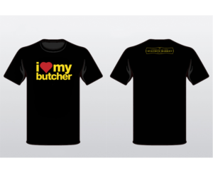 black t shirt with graphics on front to read 
