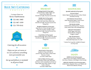 Blue Sky Catering Menu | Menu Design by foo