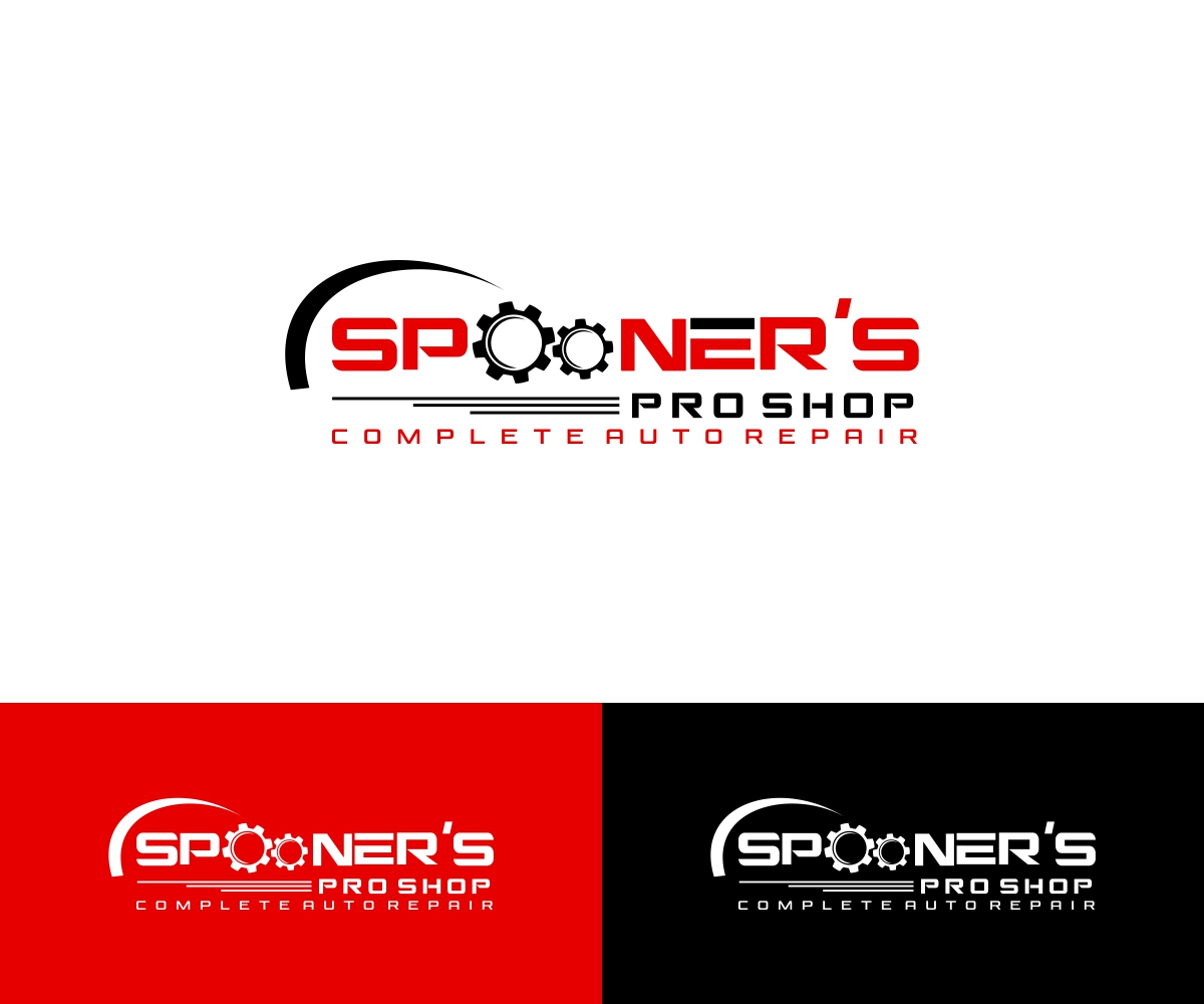 Elegant, Playful, Automotive Logo Design for Spooner’s Pro Shop is the name and the following