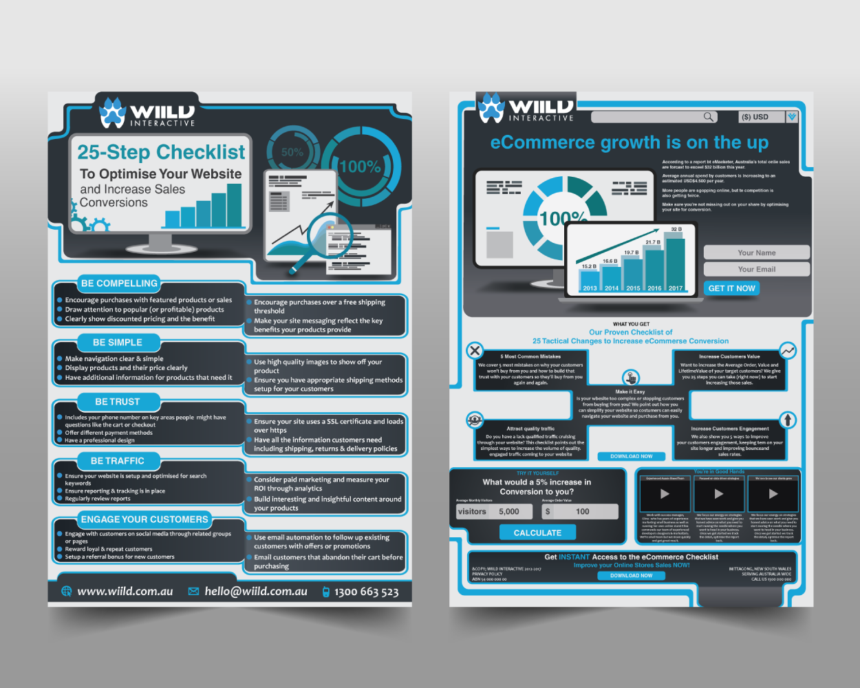 Diseño de Brochure por Owleria para Wiild Interactive Pty Ltd | Diseño #16685980