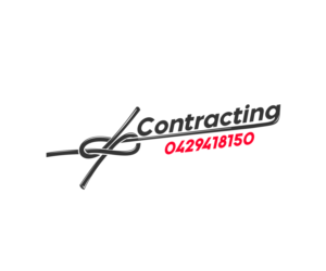 a picture of a figure eight knot followed by contracting and a phone number 0429418150 | Logo Design by Tt design