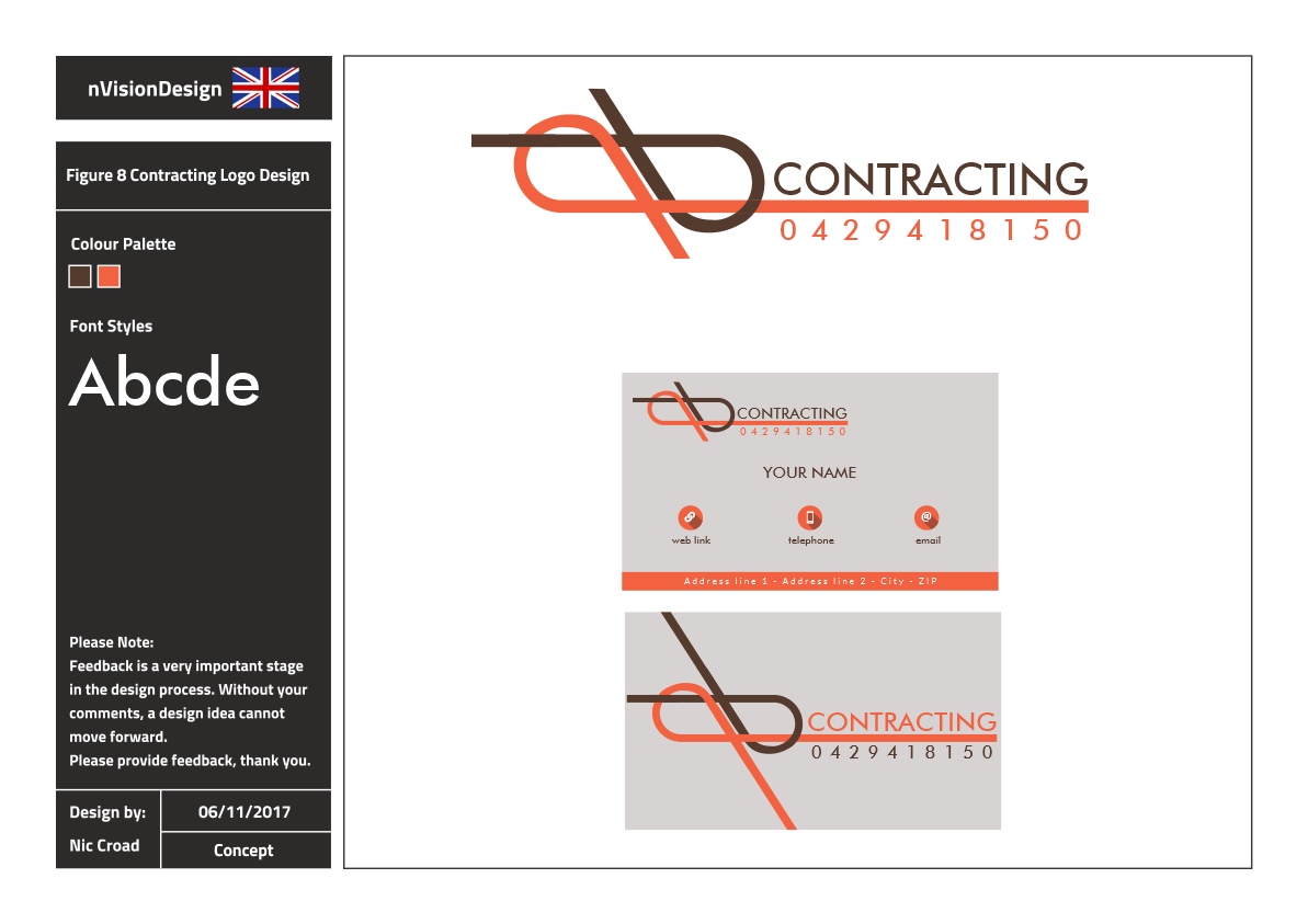 Logo Design by nvisiondesign.co.uk for Figure eight contracting  | Design #16680417