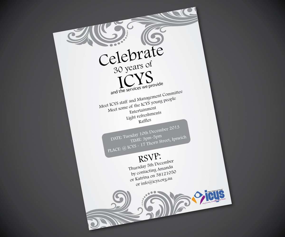 Invitation Design by joliau for ICYS Ipswich Community Youth Service Inc. | Design #2683616