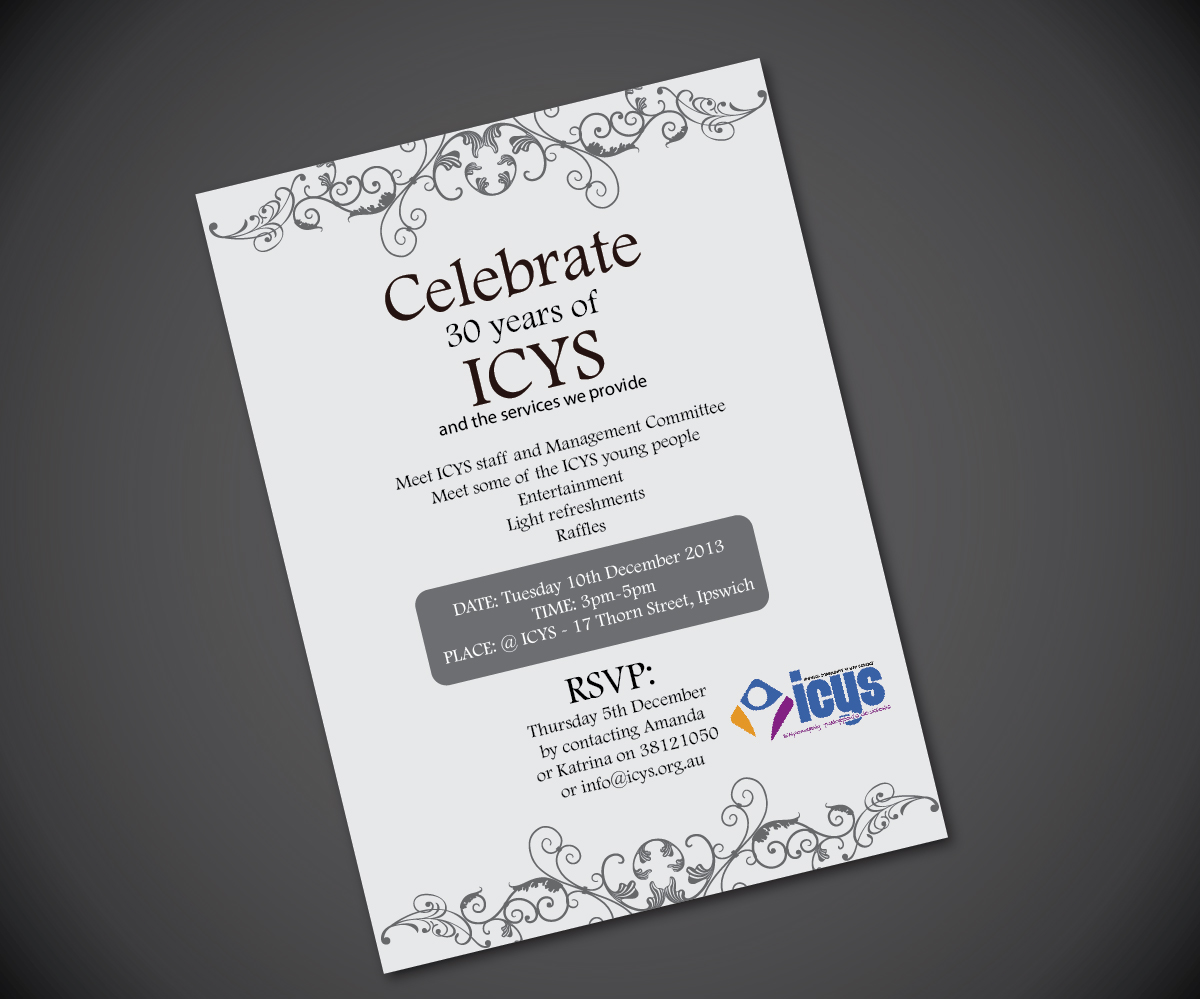 Invitation Design by joliau for ICYS Ipswich Community Youth Service Inc. | Design #2683620