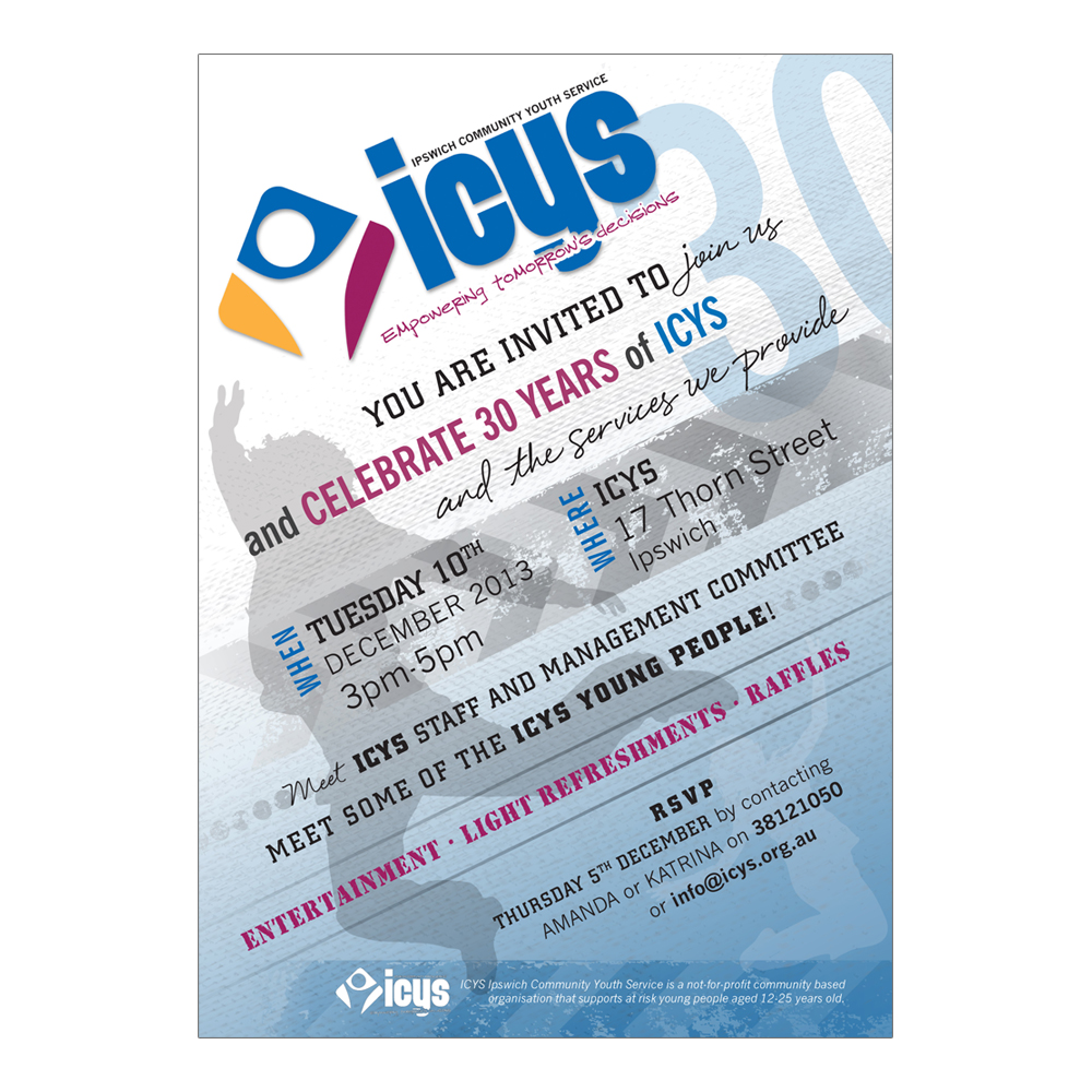Invitation Design by Mandz for ICYS Ipswich Community Youth Service Inc. | Design #2686123
