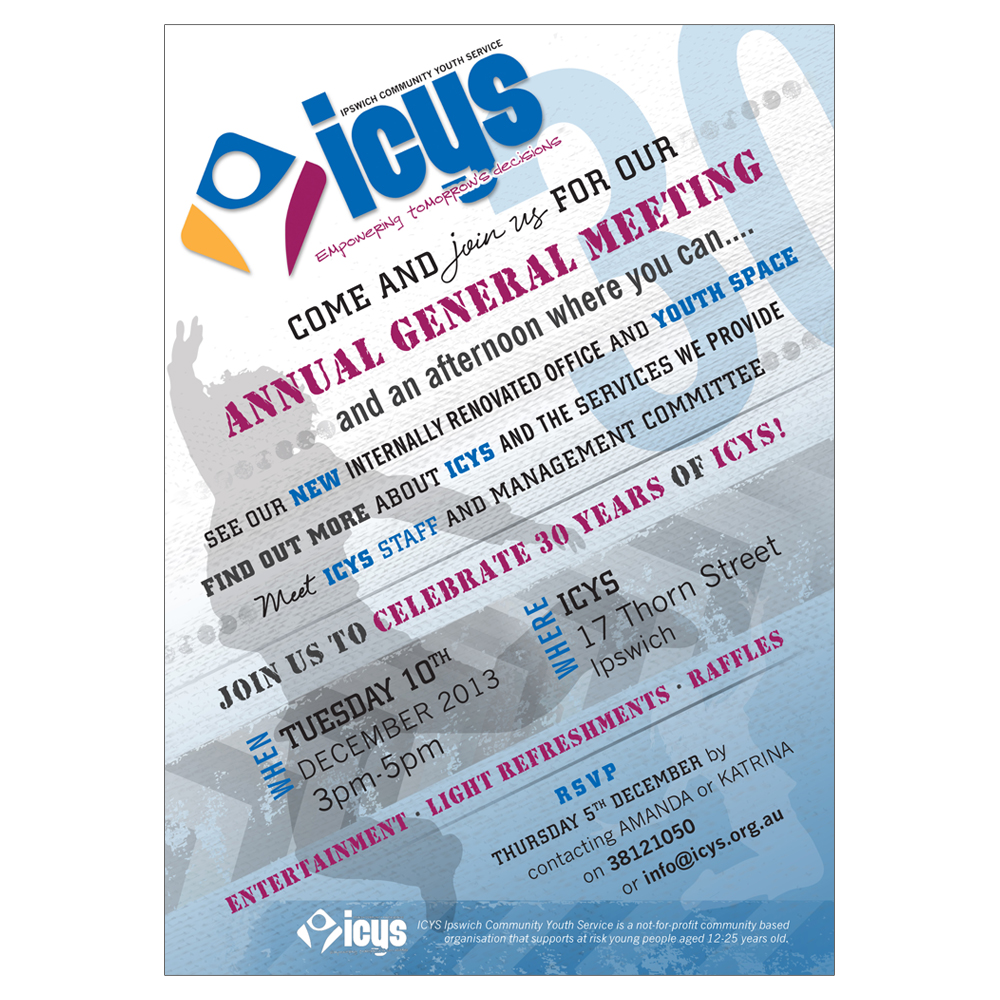 Invitation Design by Mandz for ICYS Ipswich Community Youth Service Inc. | Design #2686758