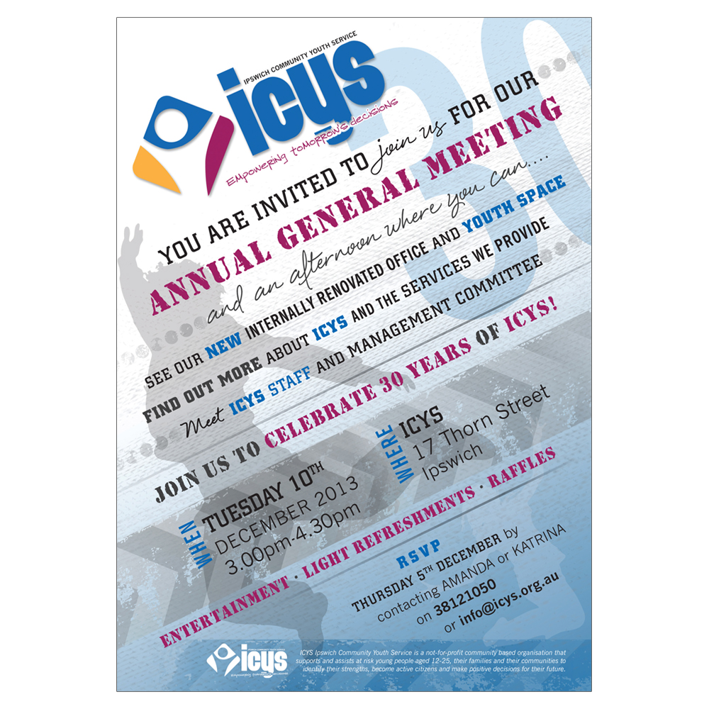 Invitation Design by Mandz for ICYS Ipswich Community Youth Service Inc. | Design #2691944