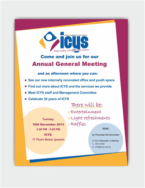 Invitation Design by IneseRo for ICYS Ipswich Community Youth Service Inc. | Design #2693297