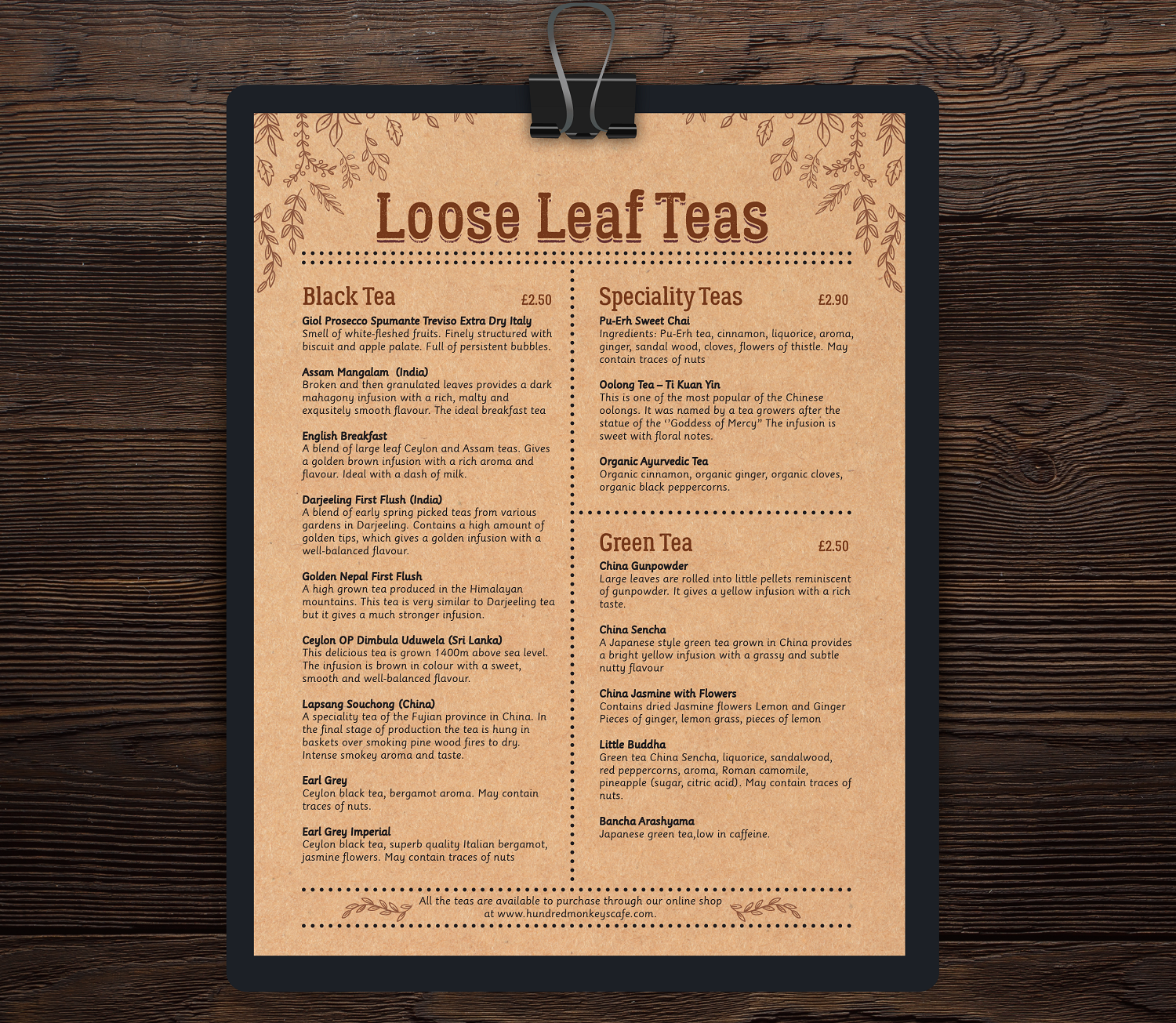 Menu Design by Iwana Ioana for Hundred Monkeys | Design #16731382