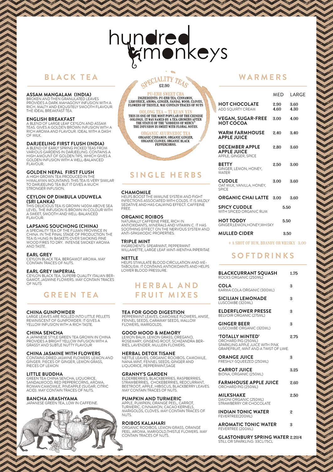 Design de Menu par mrmrnjr pour Hundred Monkeys | Design : #16724279