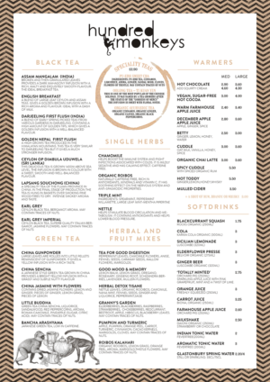 Design de Menu par mrmrnjr pour Hundred Monkeys | Design : #16724279