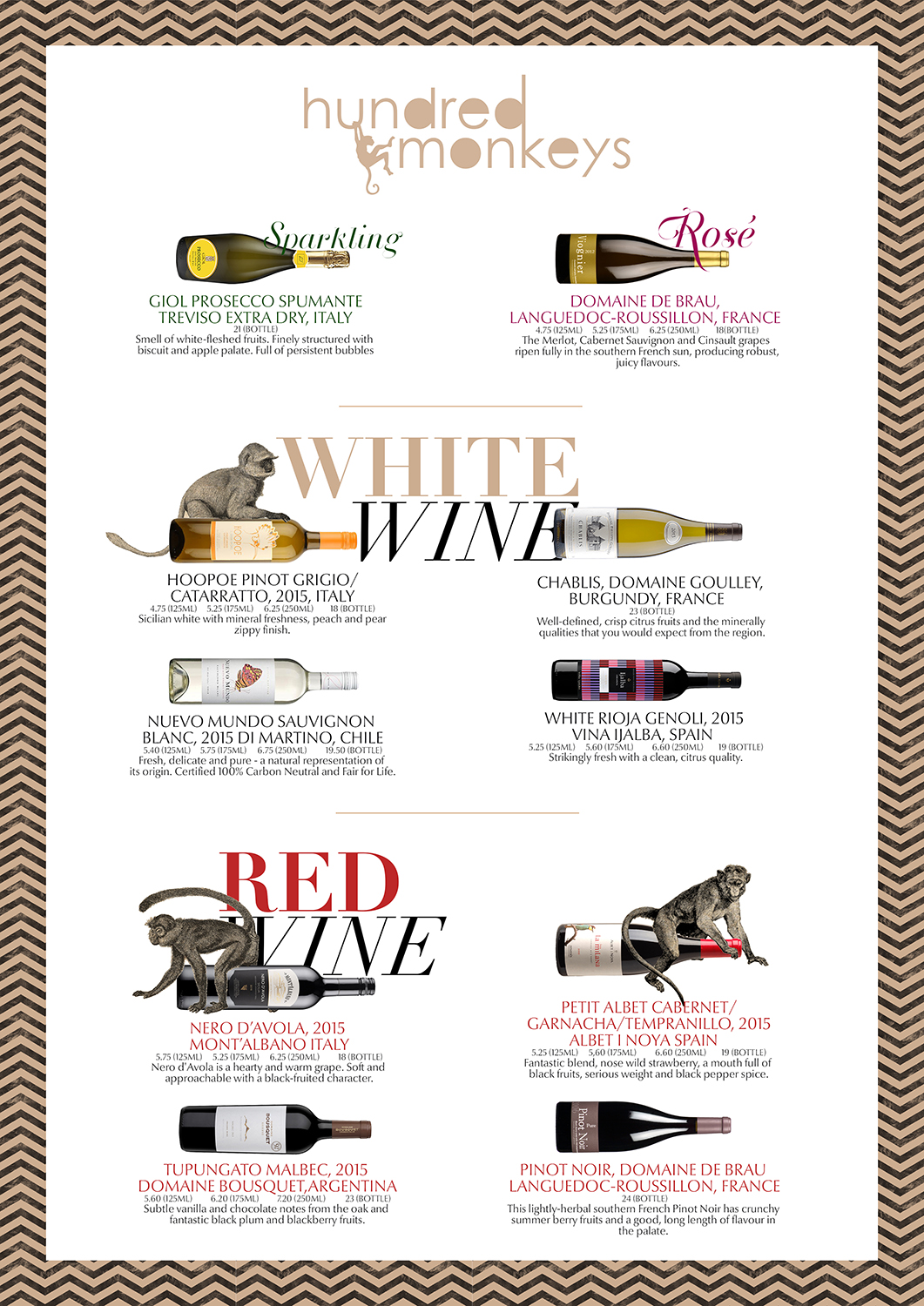 Menu Design by mrmrnjr for Hundred Monkeys | Design #16774376