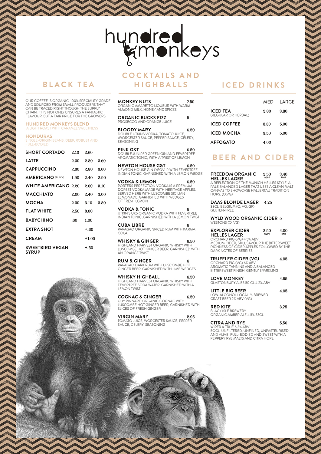 Menu Design by mrmrnjr for Hundred Monkeys | Design #16791499