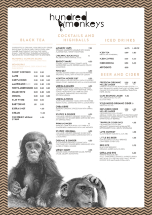 Design de Menu par mrmrnjr pour Hundred Monkeys | Design : #16791499