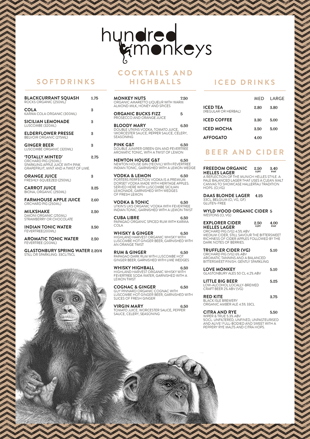 Menu Design by mrmrnjr for Hundred Monkeys | Design #16799529