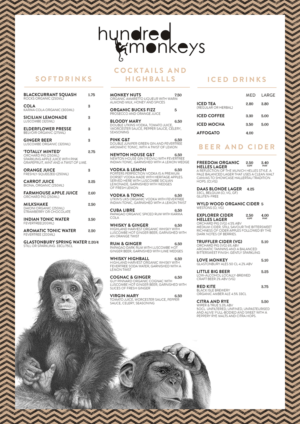 Design de Menu par mrmrnjr pour Hundred Monkeys | Design : #16799529